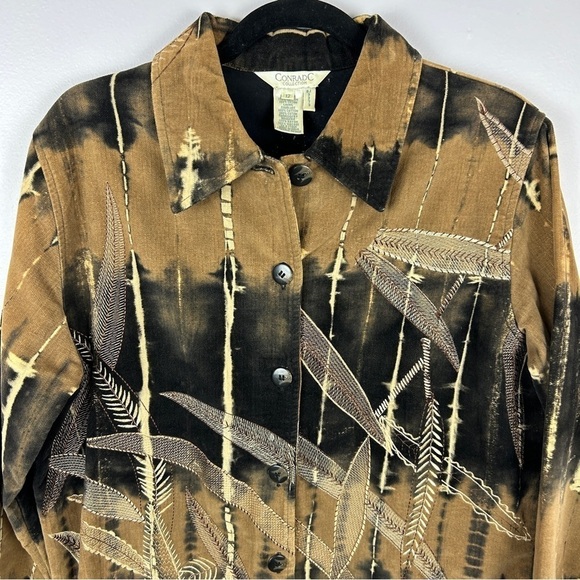 Vintage Conrad C Western Aztec Cotton Embroidered Jacket Size 12 Black Brown - Picture 5 of 13